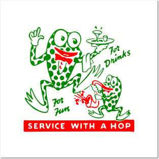 Vintage Matchbook Service With A Hop Funny Cartoon Frog Vintage Cocktail Lounge Matchbook Retro Fifties Restaurant Americana Posters and Art